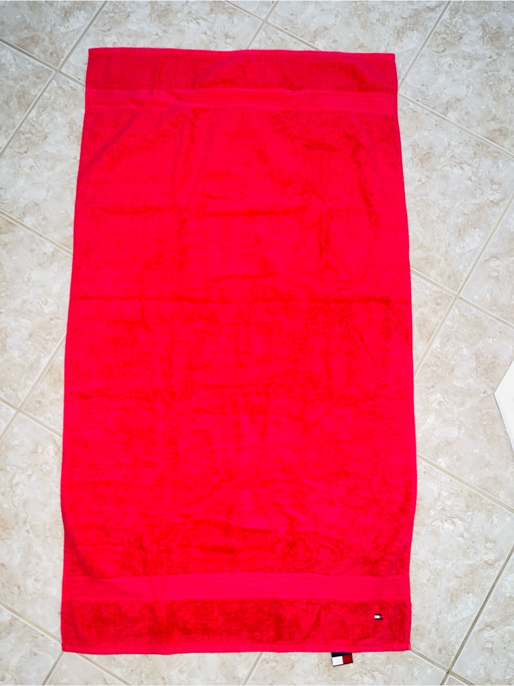 Tommy Hilfiger Vibrant Red 100% Cotton Bath Towel